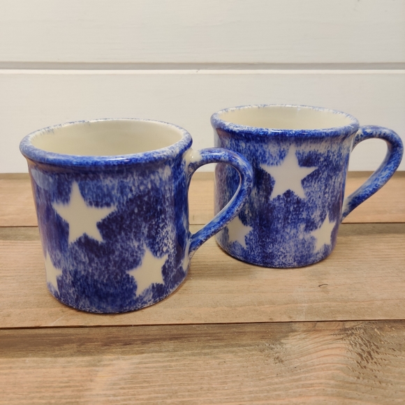 Hartstone Other - VTG Hartstone Blue Sponge White Stars Mug Set